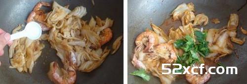 白菜炒大虾的做法