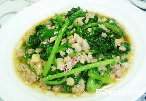 蒜香猪肉炒萝卜苗的做法