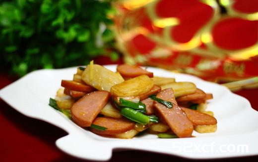 火腿炒年糕的做法