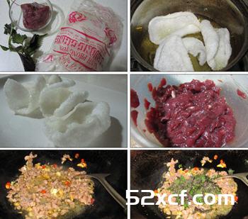 虾片紫苏牛肉的做法