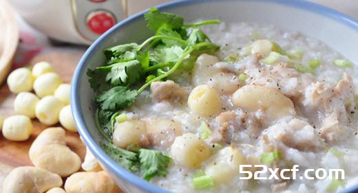 莲香菱角排骨粥的做法