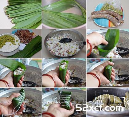 碗豆腊肠粽的做法