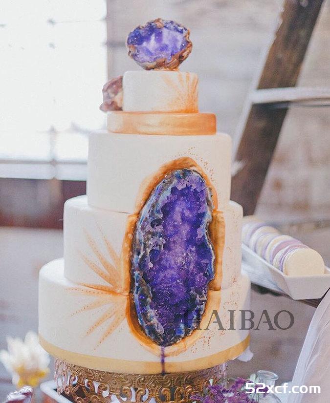 2016年婚礼蛋糕(geode cake)新图片：被劈开的五彩晶洞蛋糕