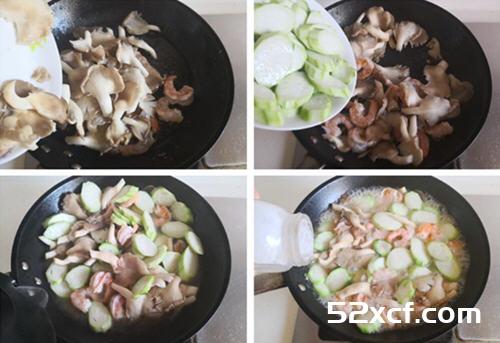 虾仁丝瓜炒平菇的做法