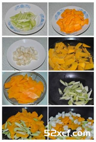 南瓜百合炒西芹的做法