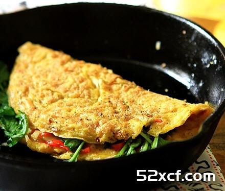 萝卜缨煎蛋饼的做法