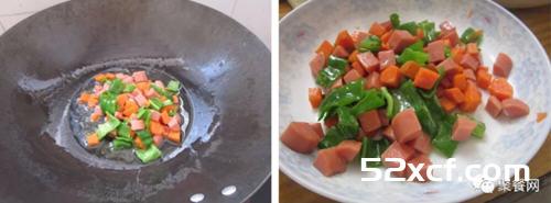青椒鸡蛋火腿炒馒头丁