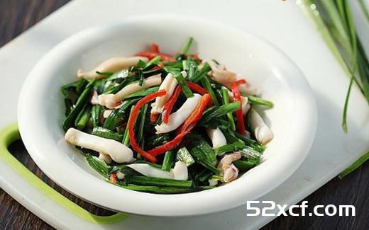 红椒韭菜鱿鱼须的做法