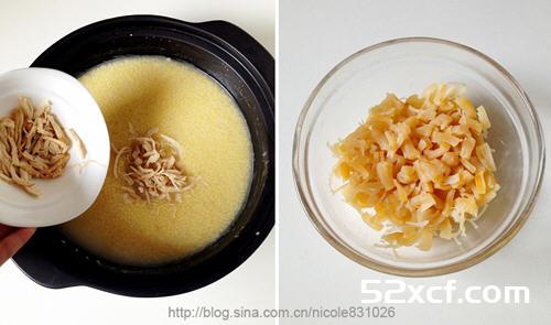 鸡丝干贝小米粥的做法