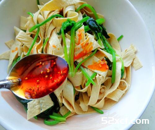 豆油皮凉拌菠菜的做法