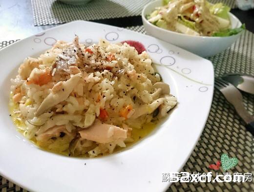 奶油鲑鱼炖饭的做法