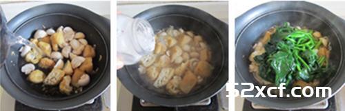 菠菜口蘑烩豆腐泡的做法