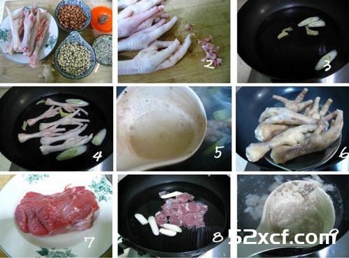 花生眉豆鸡爪汤的做法