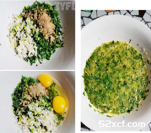 茼蒿鸡蛋养生煎饼的做法