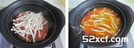 番茄海鲜菇肉片米粉的做法