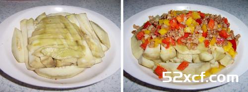 甜椒肉末蒸茄子的做法
