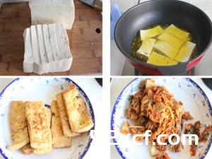辣白菜肉末炖豆腐的做法