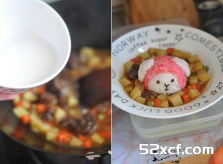 粉色小羊卡通牛肉饭的做法