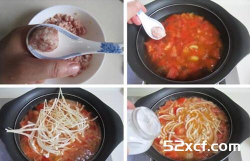 金针菇番茄肉丸汤的做法