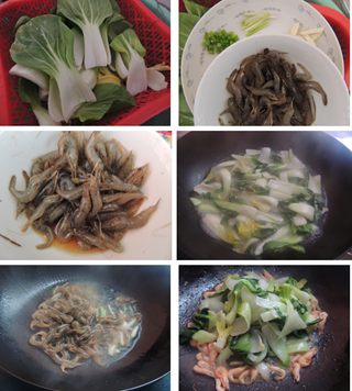 青菜炒河虾的做法