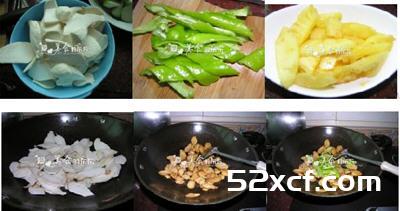 菠萝炒鸡腿菇的做法