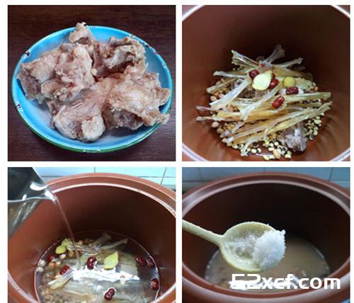 红枣花生眉豆猪脚筋汤的做法