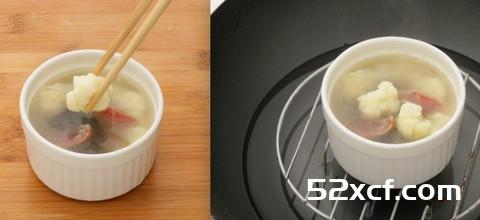 香肠木耳菜花盅的做法