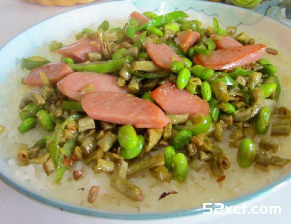 火腿咸菜快餐糯饭的做法教