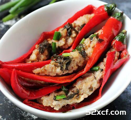 榄菜肉酿红椒的做法