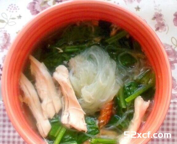 鸡肉菠菜粉丝汤的做法