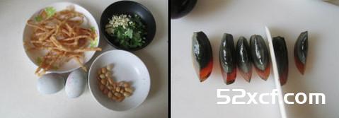 皮蛋拌馓子的做法