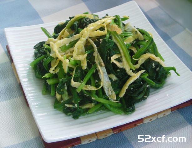 芝麻蛋皮拌菠菜的做法教