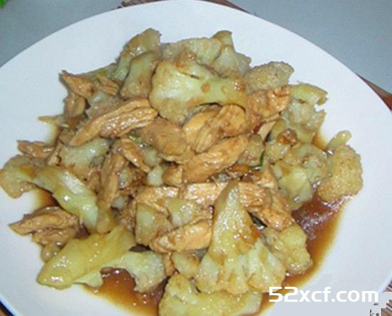 菜花炒鸡肉的做法