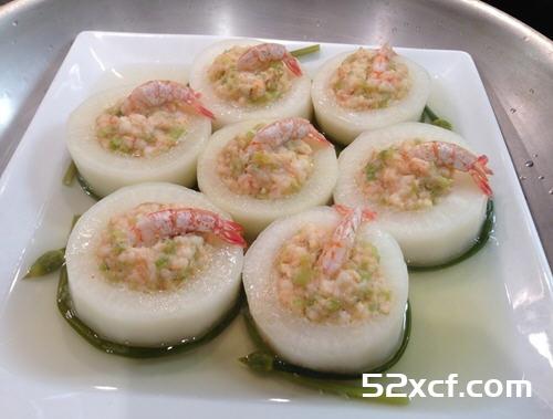 虾肉酿白萝卜的做法
