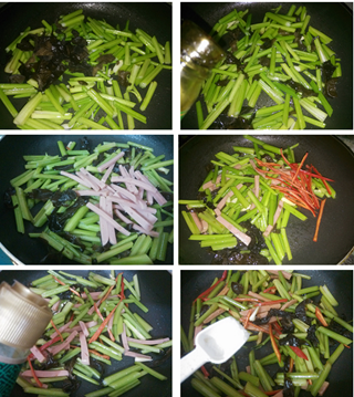 木耳芹菜炒午餐肉的做法教